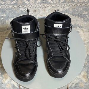 Adidas Black Leather High-Tops
